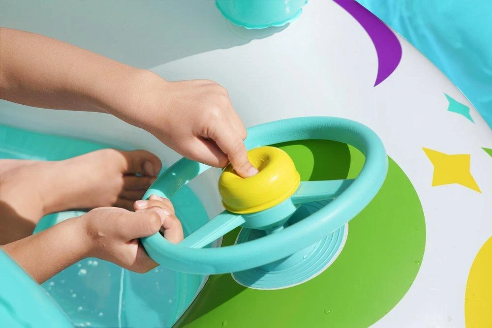 BESTWAY pripučiamas vaikiškas plaustas su stogeliu Space Splash, 1.07m x 1.12m, 34149