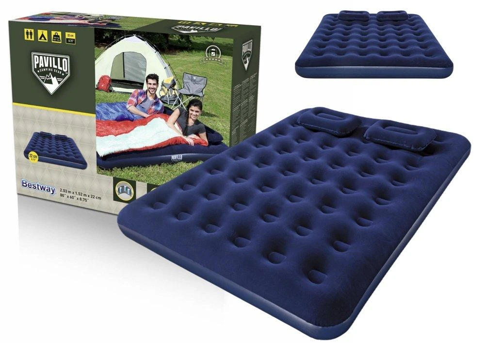 TOP KOMPLEKTAS! Bestway Pavillo dvigulis čiužinys su pompa ir 2 pagalvėlėmis 2.03m x 1.52m x 22cm
