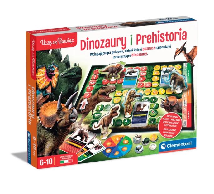 Gra Stalo žaidimo viktorina Dinozaurai ir priešistorė Ledynmetis Aš mokausi žaisdamas lenkų kalbą Clementoni 50804
