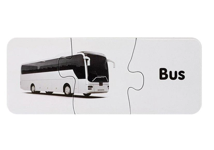 Lean Toys Edukacinė dėlionė "Transporto priemonės", anglų k., 10 derinių