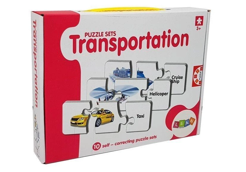 Lean Toys Edukacinė dėlionė "Transporto priemonės", anglų k., 10 derinių
