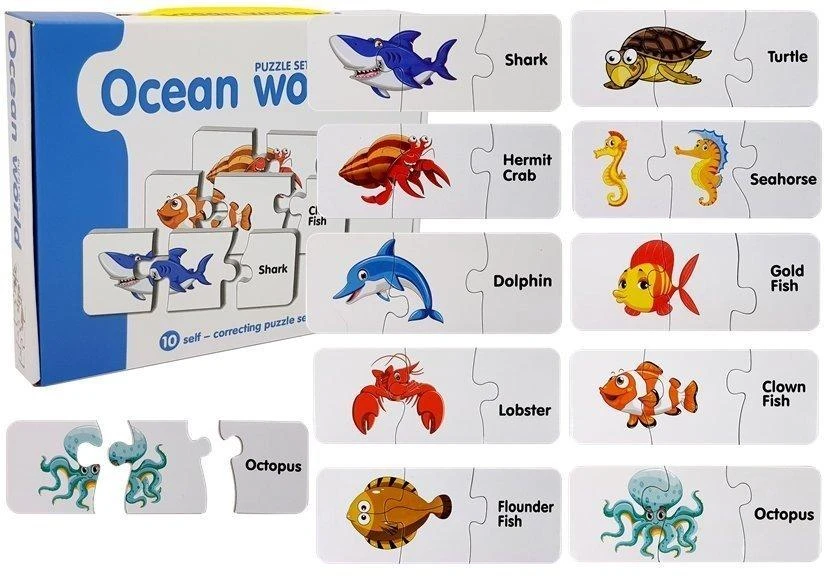 Lean Toys Edukacinė dėlionė "Vandenynų pasaulis", anglų k., 10 derinių