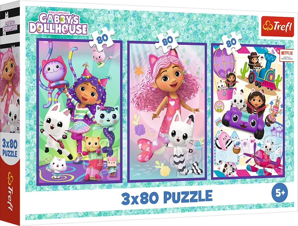 Trefl Dėlionė 3x80 vnt. - Gabby's Dollhouse aprašymas - Prekės nuotrauka