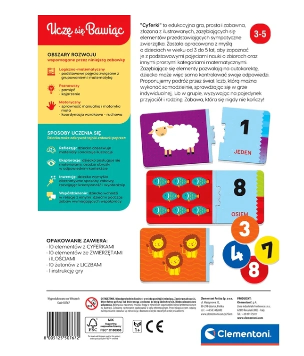 Edukacinis žaidimas Skaičiai Lenkų kalba Clementoni 50767