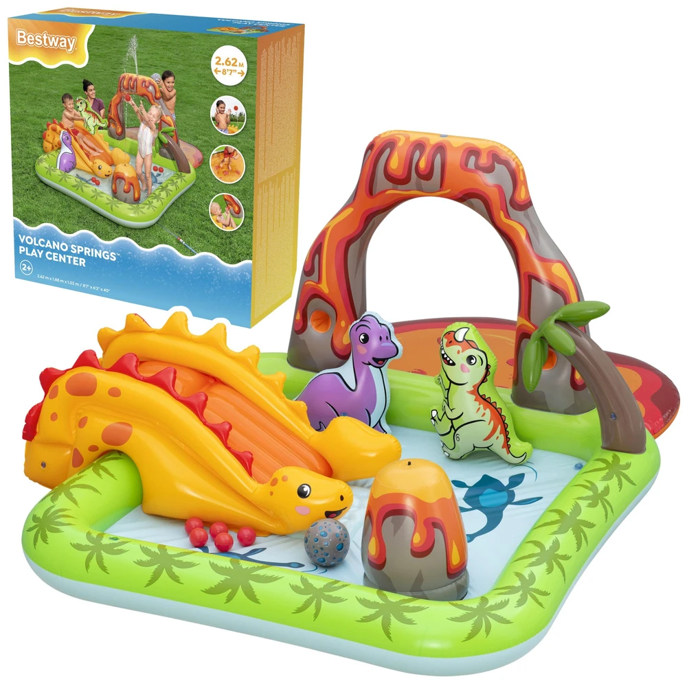 Bestway Vanduo žaidimų aikštelė DINOZAURAI 262x188x102cm su čiuožykla ir priedais 53172