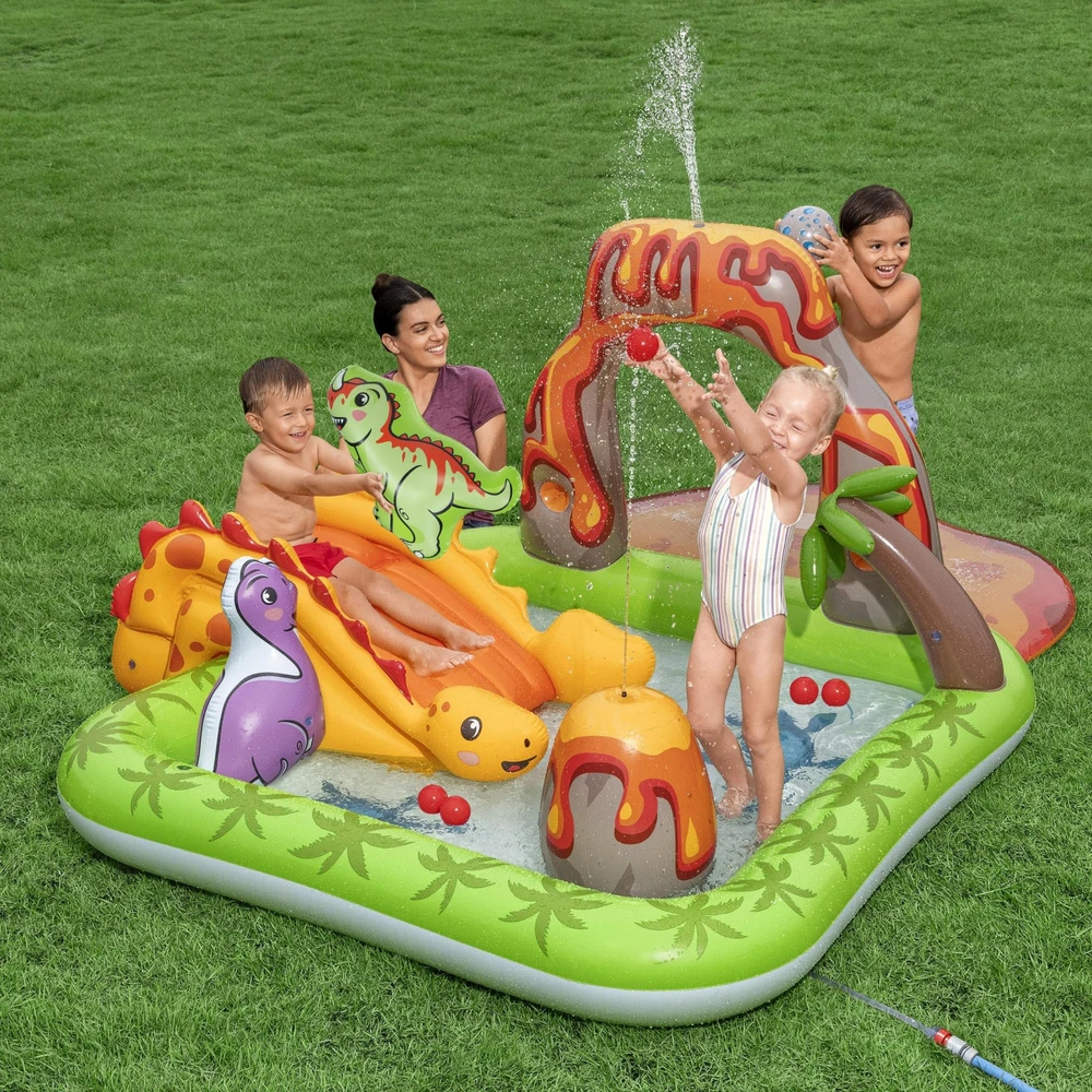 Bestway Vanduo žaidimų aikštelė DINOZAURAI 262x188x102cm su čiuožykla ir priedais 53172