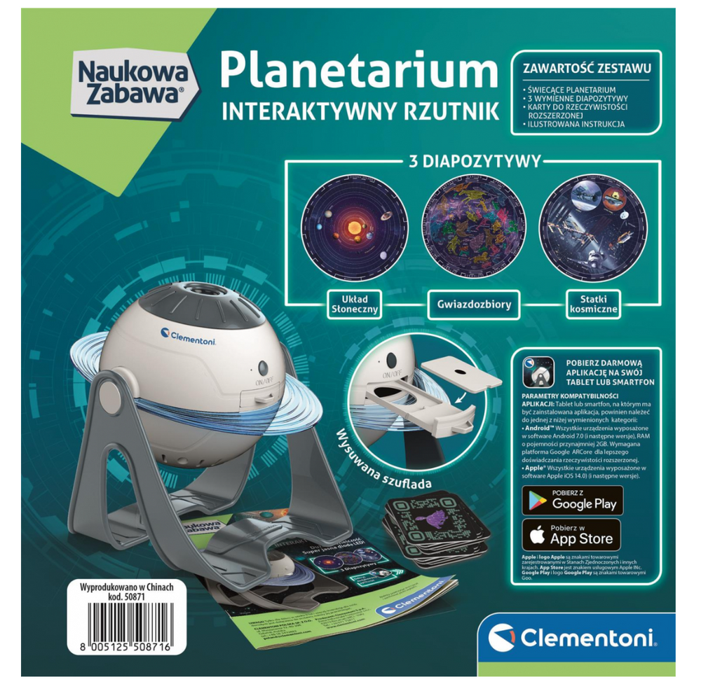Mokslinės pramogos, Interaktyvus planetariumo projektorius - Clementoni 50871