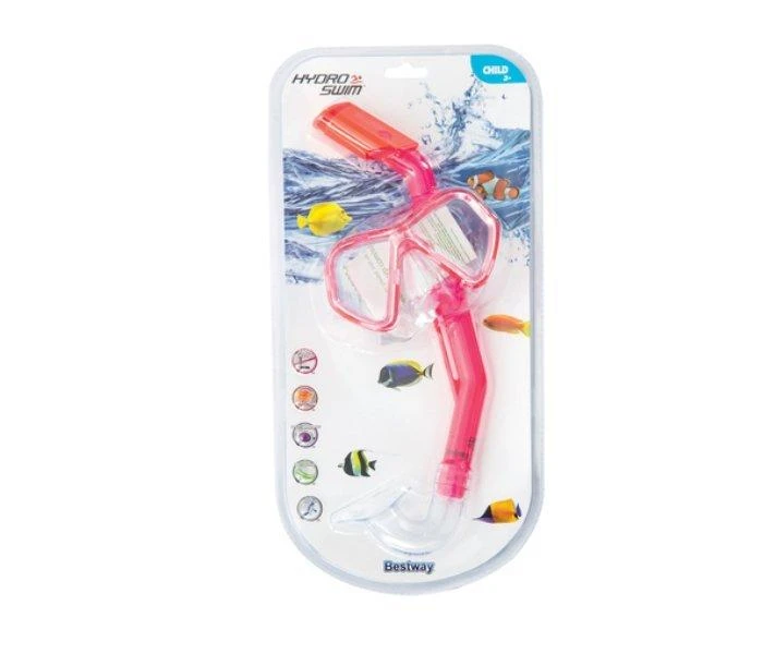 Nardymo kaukė su vamzdeliu Bestway 24023, rožinė/geltona