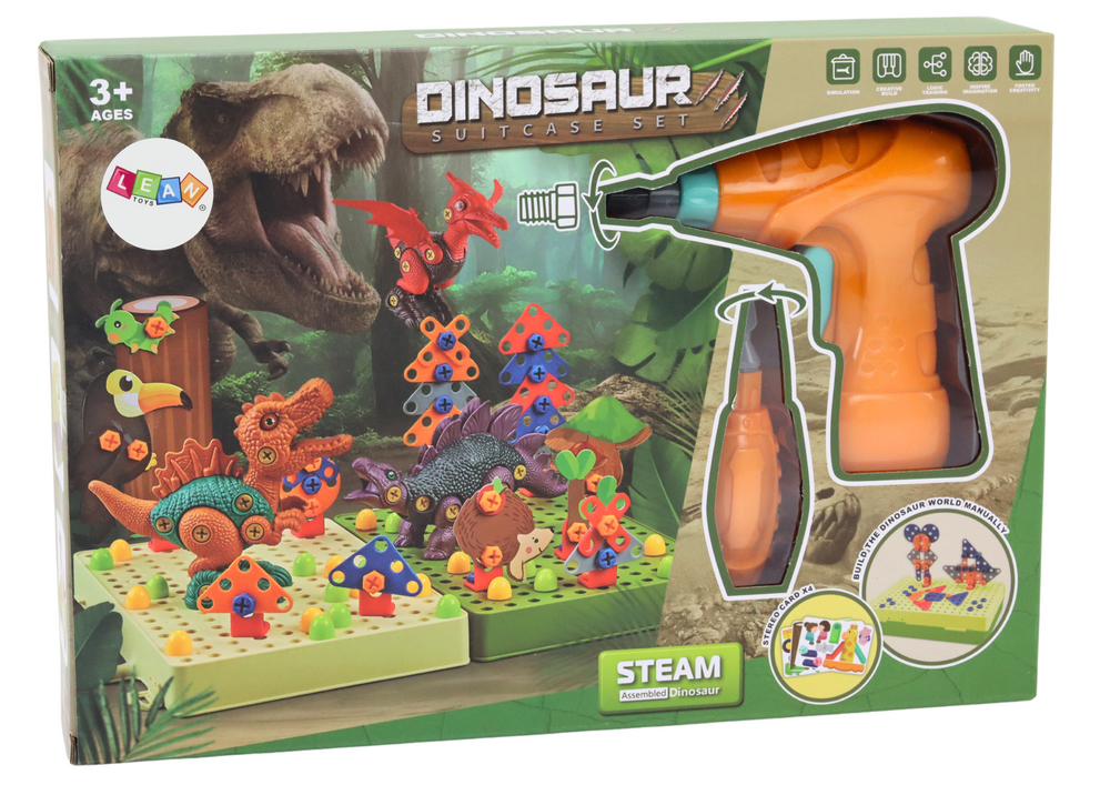 3D statybos dėlionės kaladėlės Dinozaurai Lean Toys