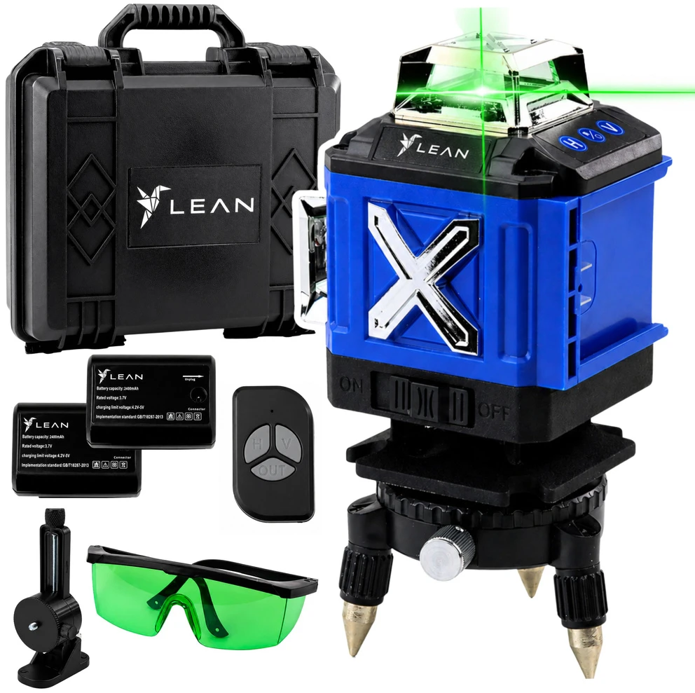 Lean 4D lazerinis nivelyras su 16 linijų ir 2 baterijomis