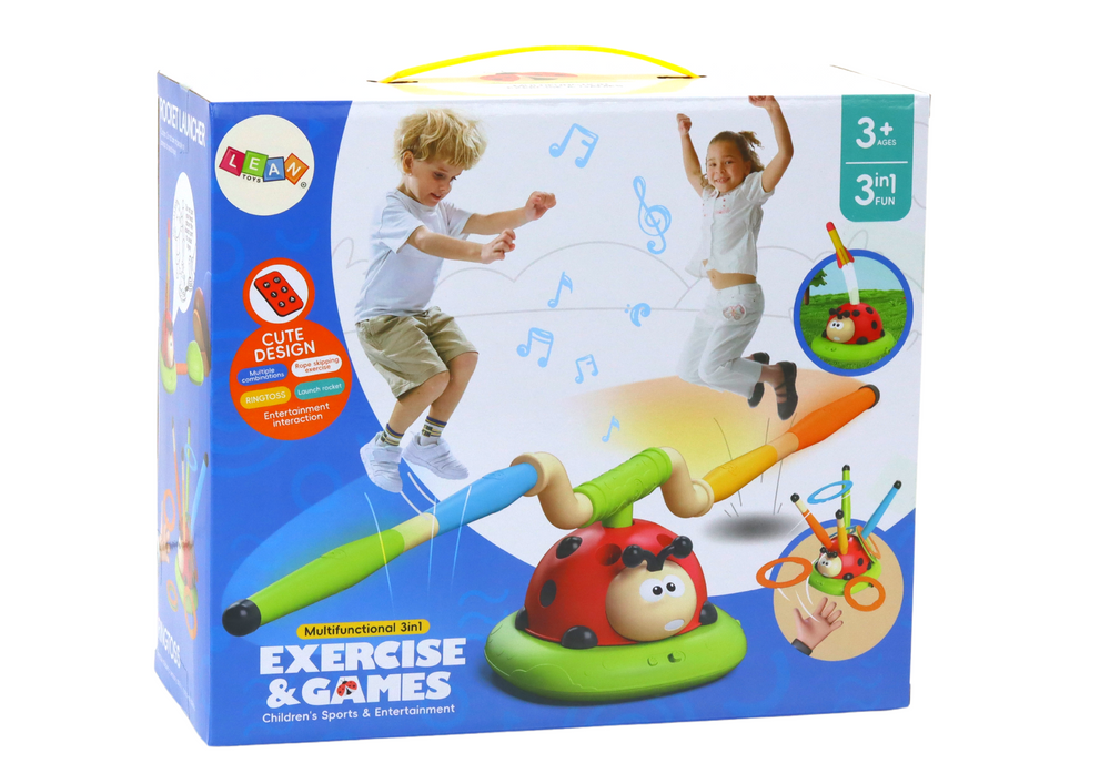 Lean Toys Žaislas boružėlė 3in1 su šokdyne, Taikiniu ir Raketų Paleidimo Funkcija