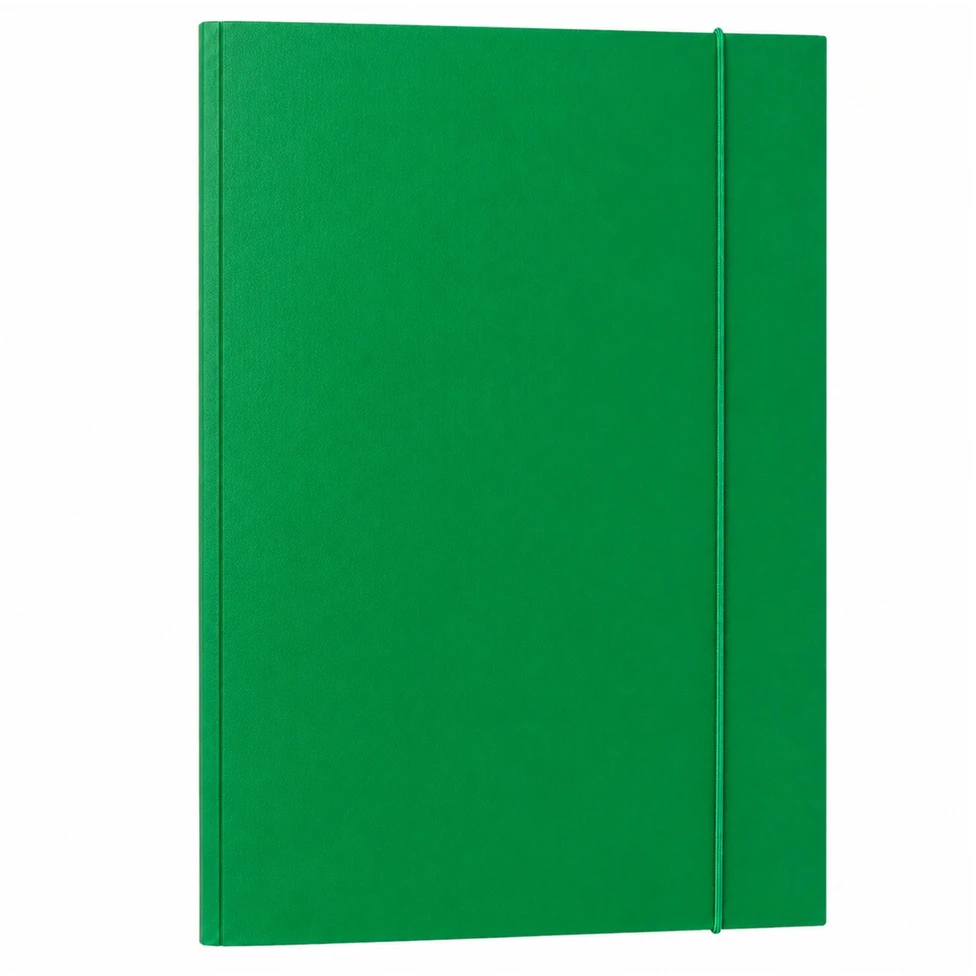 Lean Cardboard Folder with Elastic Band, Lacquered, A4, 300g/m2, Žalias