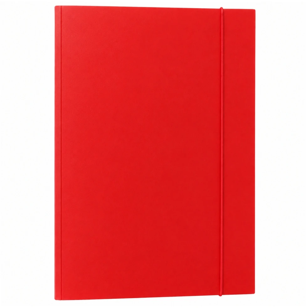 Lean Cardboard Folder with Elastic Band, Lacquered, A4, 300g/m2, Raudona