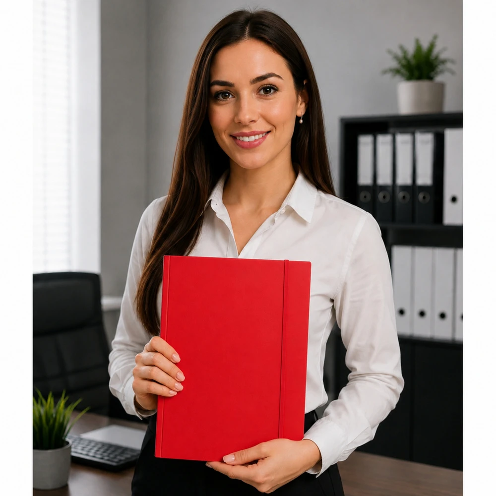 Lean Cardboard Folder with Elastic Band, Lacquered, A4, 300g/m2, Raudona