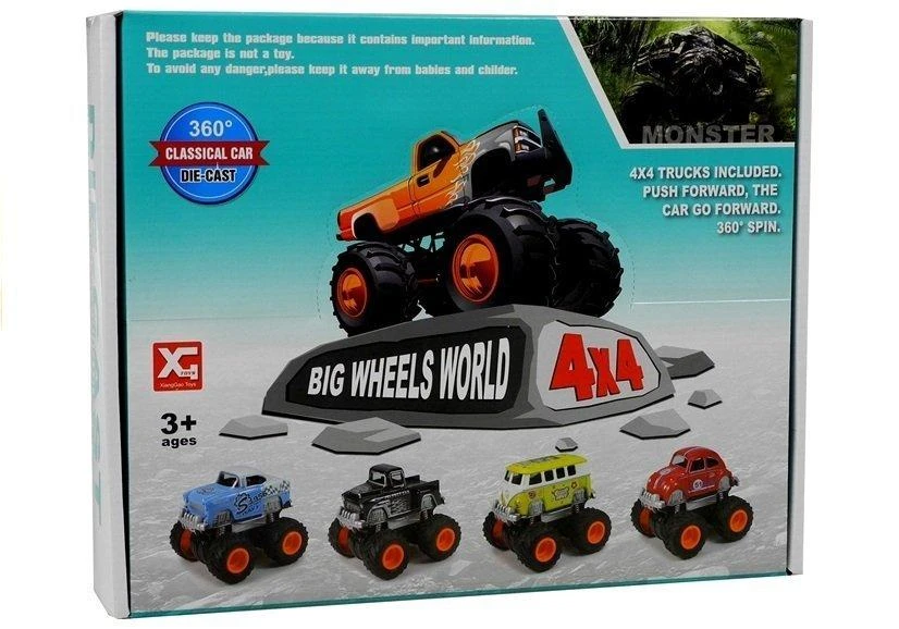 Lean Toys Mašinėlės 4x4 klasikinis didelių ratų modelis