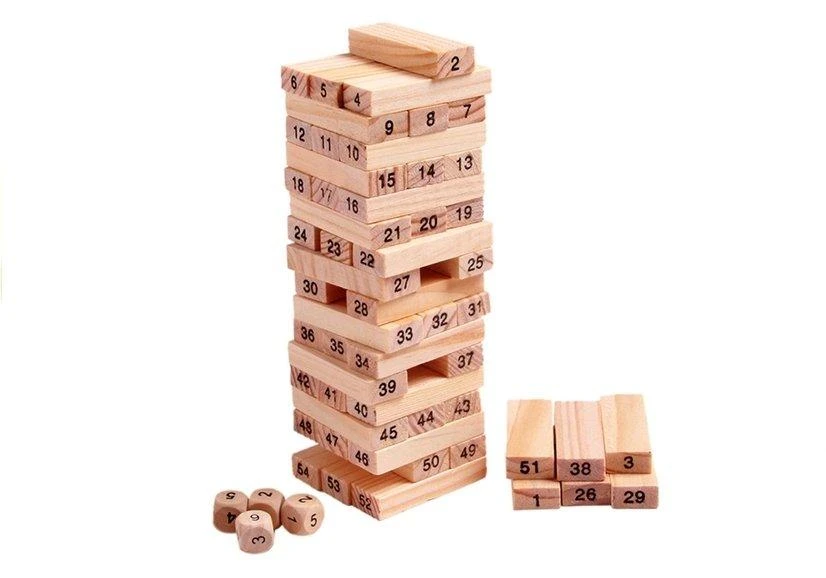 Dėlionė Lean Toys Žaidimas griūvantis bokštas Wood toys, 54 det