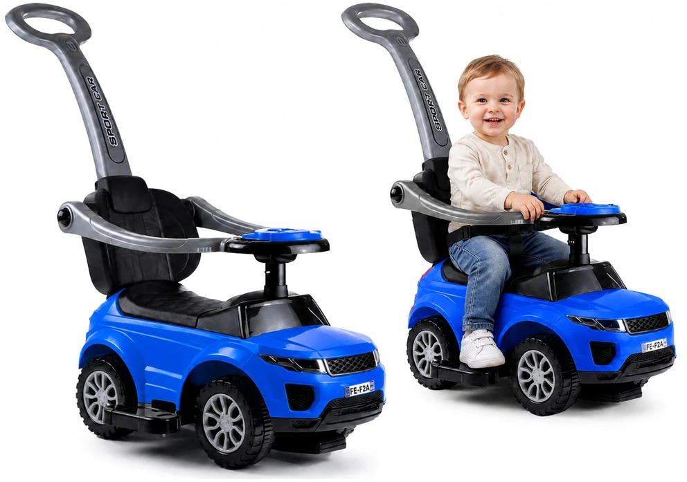 Lean Cars Automobilis varomas kojomis su rankena tėvams 614W Mėlyna