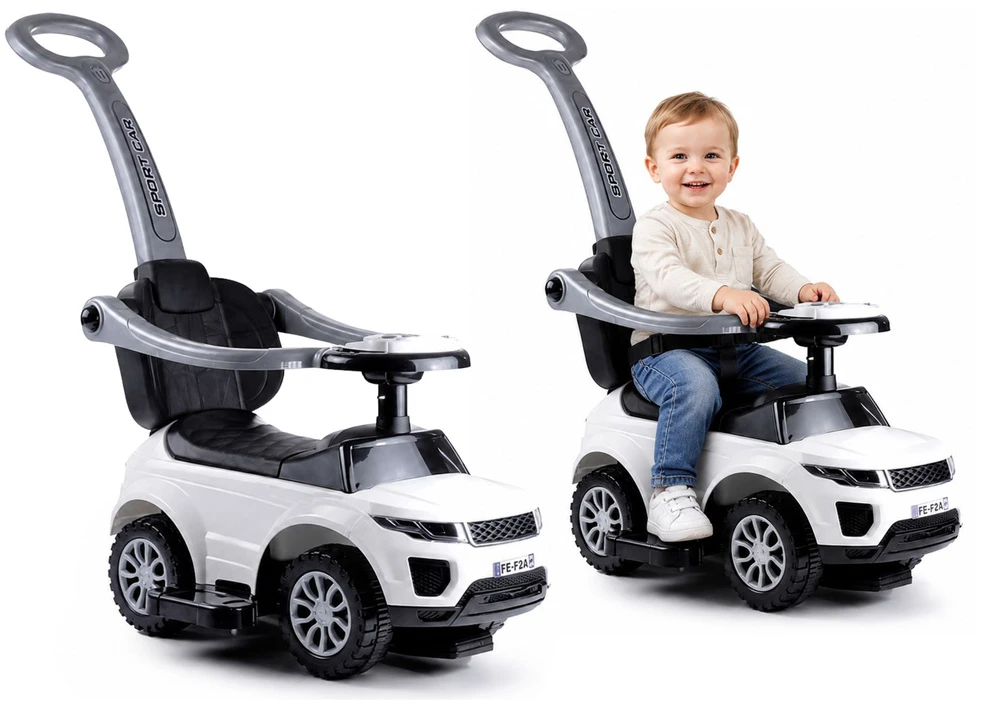 Lean Cars Vaikiška mašina su rankena ir triukšmų konsolė 614W, balta