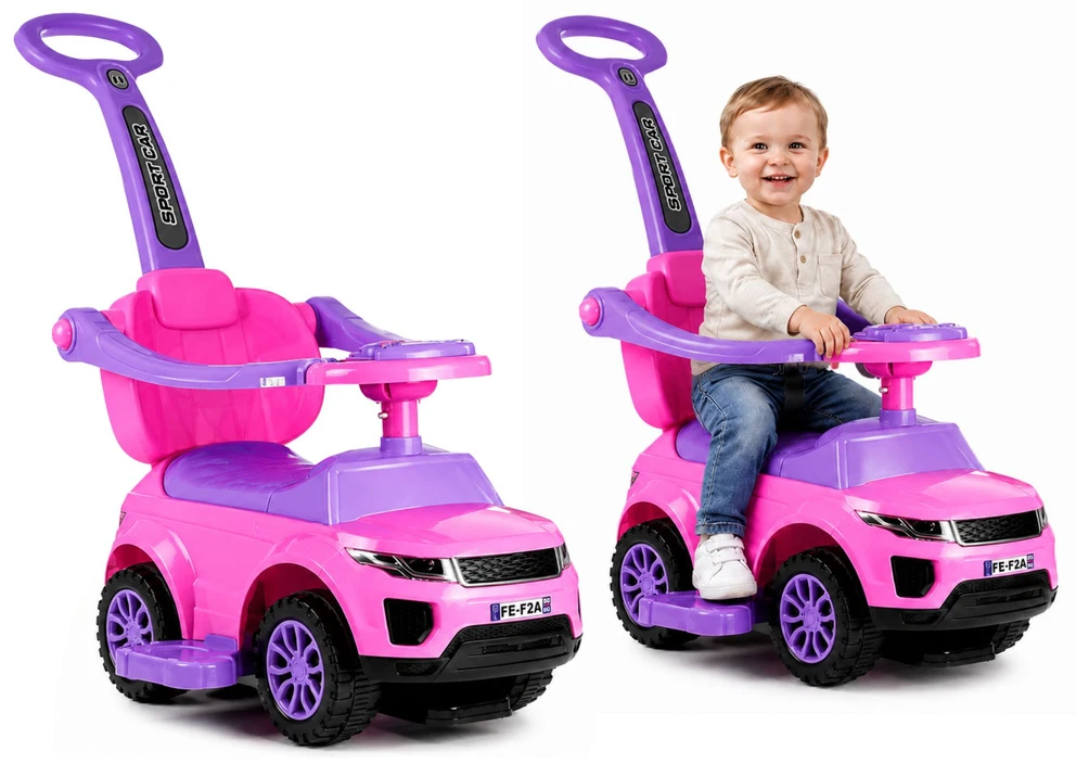 Lean Cars Vaikiškas paspirtukas su rankena 614W, rožinis
