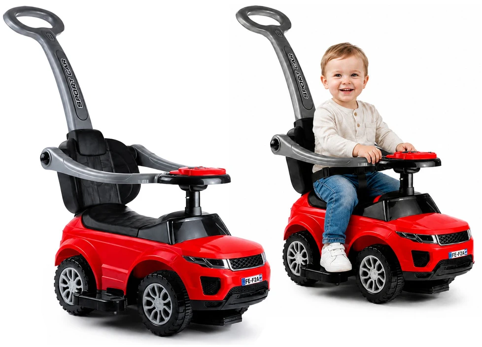 Lean Cars Vaikiškas automobilis su rankena 614W, raudonas
