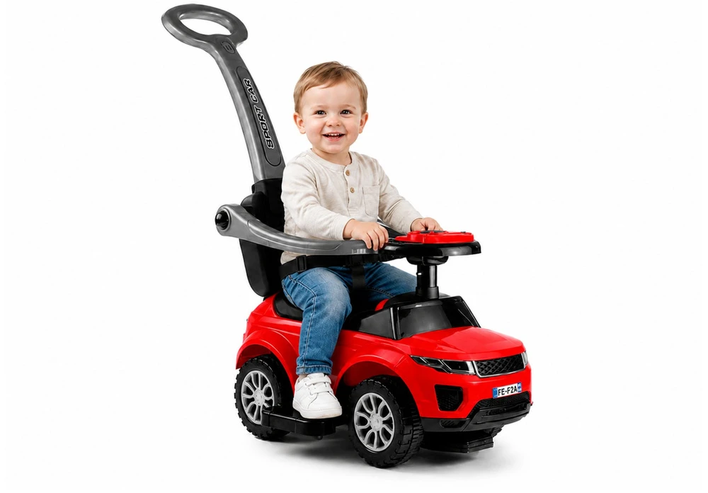 Lean Cars Vaikiškas automobilis su rankena 614W, raudonas