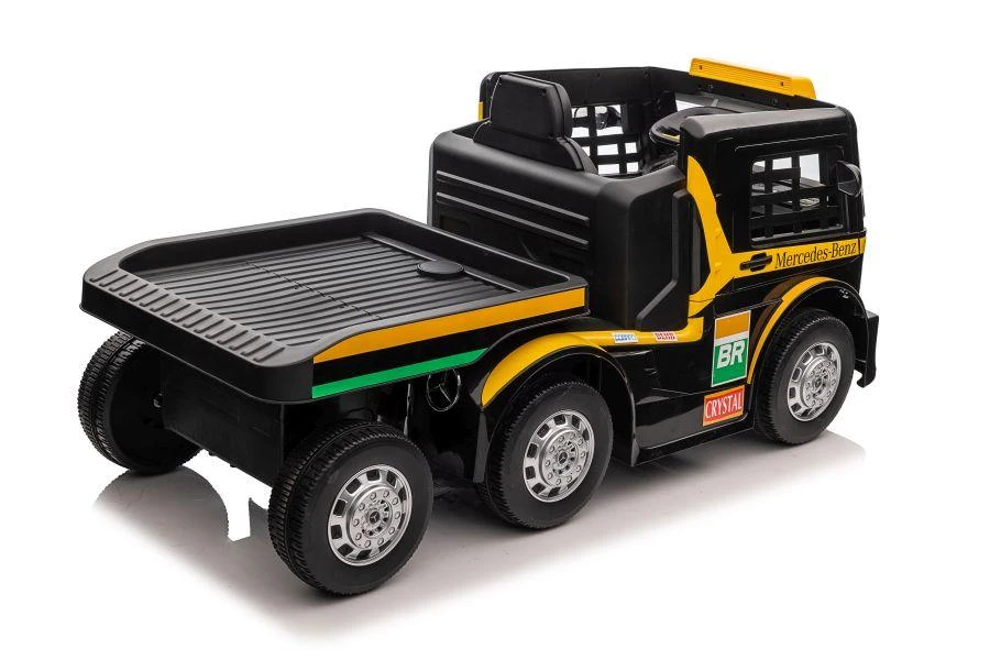 Lean Cars Vienvietis elektromobilis su priekaba Mercedes-Benz Axor XMX622, geltonas