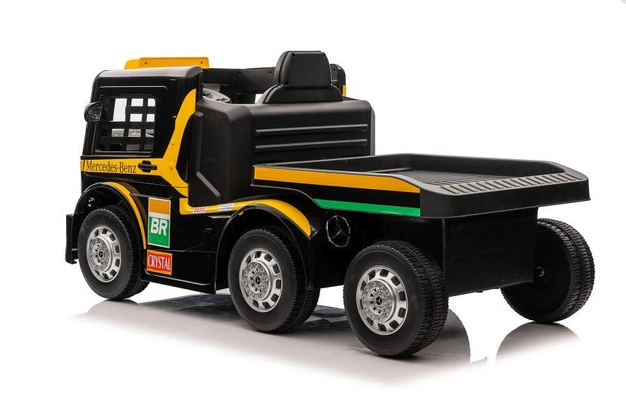 Lean Cars Vienvietis elektromobilis su priekaba Mercedes-Benz Axor XMX622, geltonas