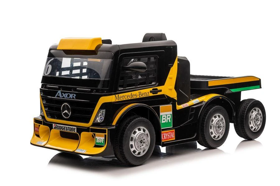 Lean Cars Vienvietis elektromobilis su priekaba Mercedes-Benz Axor XMX622, geltonas