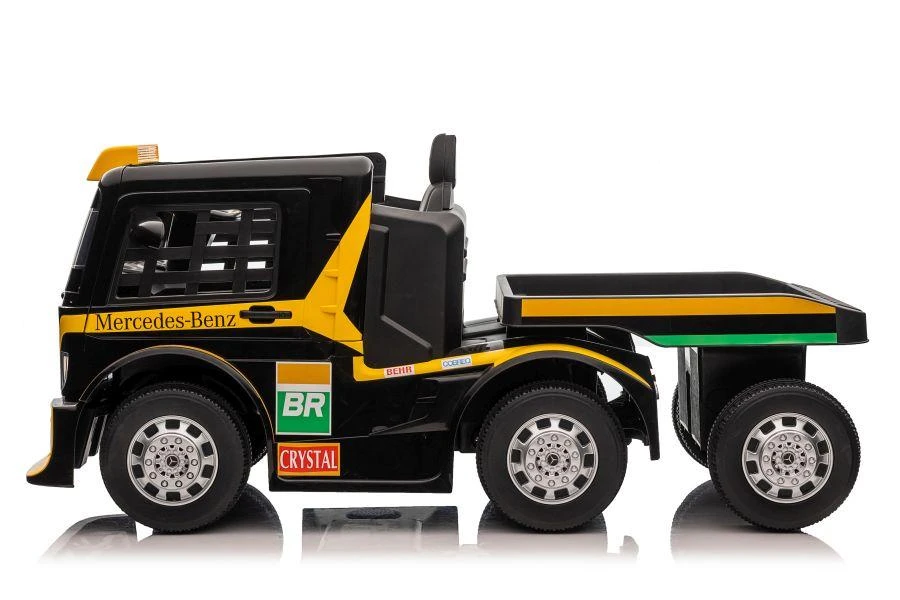 Lean Cars Vienvietis elektromobilis su priekaba Mercedes-Benz Axor XMX622, geltonas