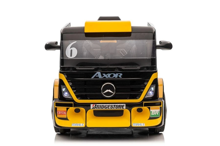 Lean Cars Vienvietis elektromobilis su priekaba Mercedes-Benz Axor XMX622, geltonas