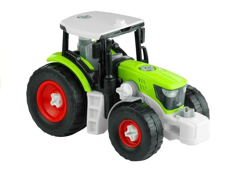 Lean Toys Žaislinis traktorius su medienos priekaba, 43 cm
