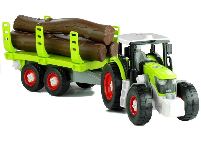 Lean Toys Žaislinis traktorius su medienos priekaba, 43 cm