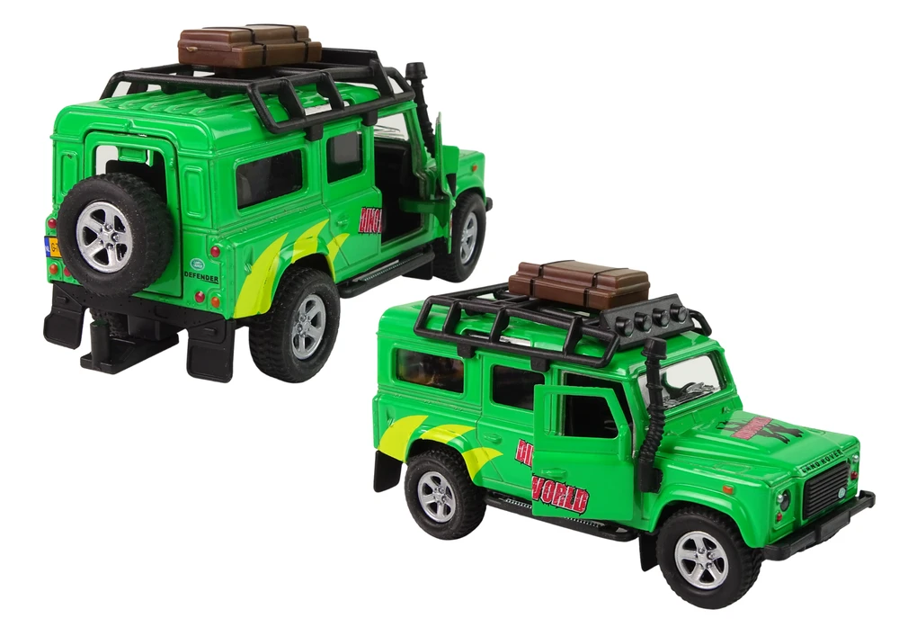 Lean Cars Automobilis Land Rover su transporteriu Dinosaur Metal 520178