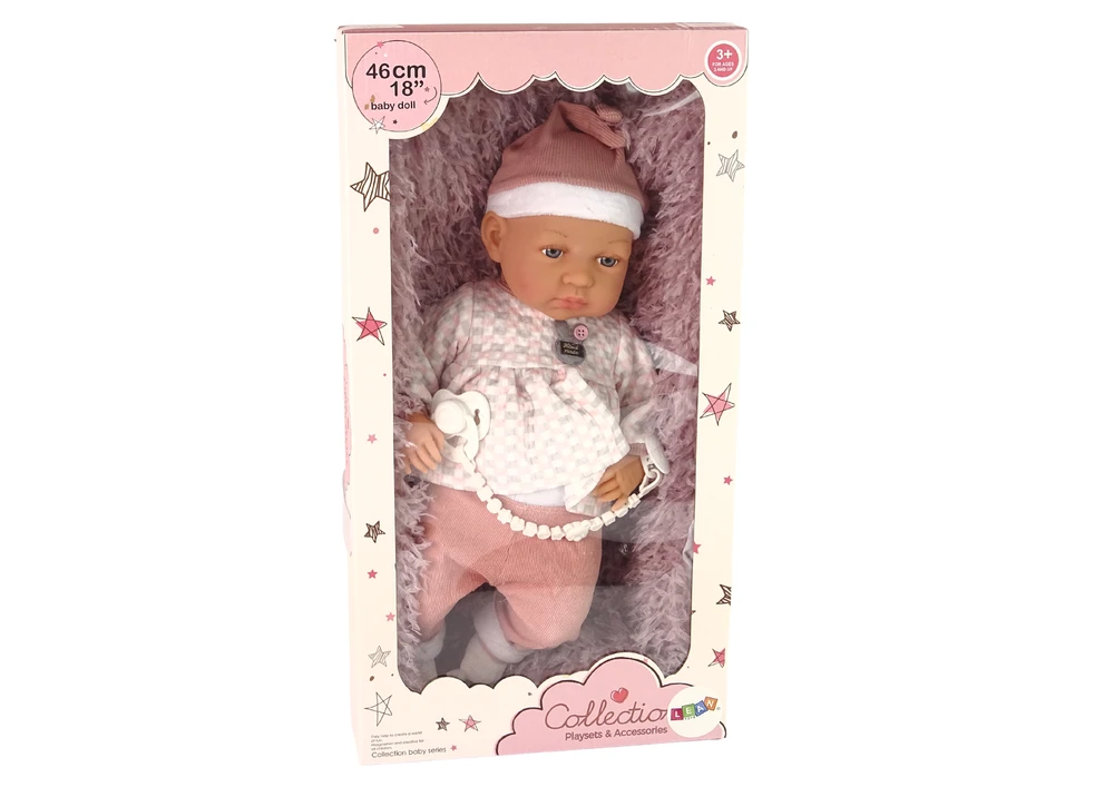 Lean Toys Lėlė kūdikis 46 cm su rožiniais drabužiais