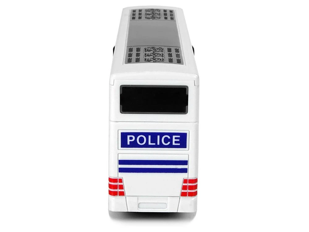 Lean Toys Baltas dviejų aukštų policijos autobusas su šviesos ir garso efektais