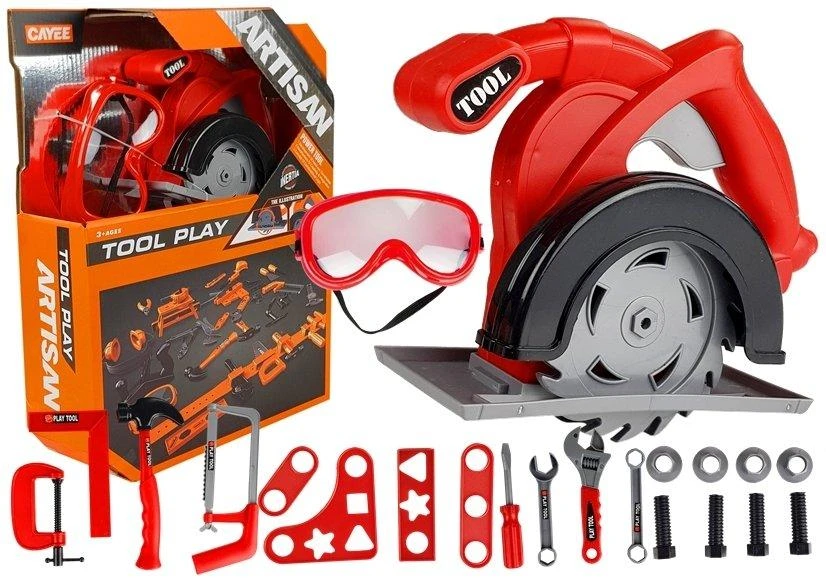 Lean Toys Vaikiškas meistro įrankių rinkinys su diskiniu pjūklu