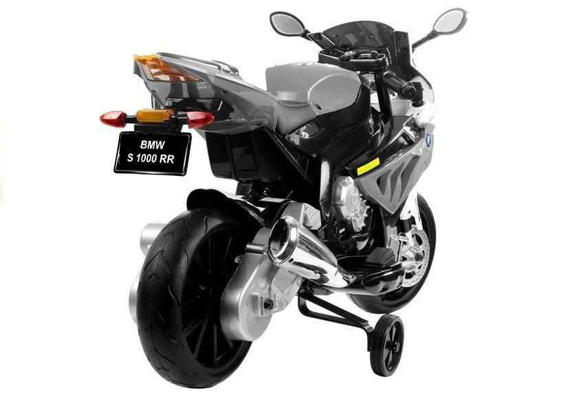 Lean Cars Akumuliatorinis motociklas vaikams BMW S1000RR, sidabrinės spalvos