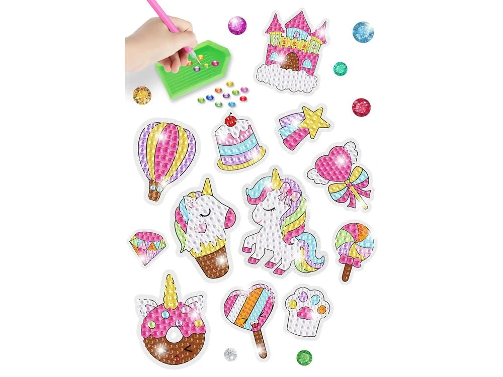 Lean Toys Mozaikos lipdukų rinkinys su vienaragiais ir saldainiais