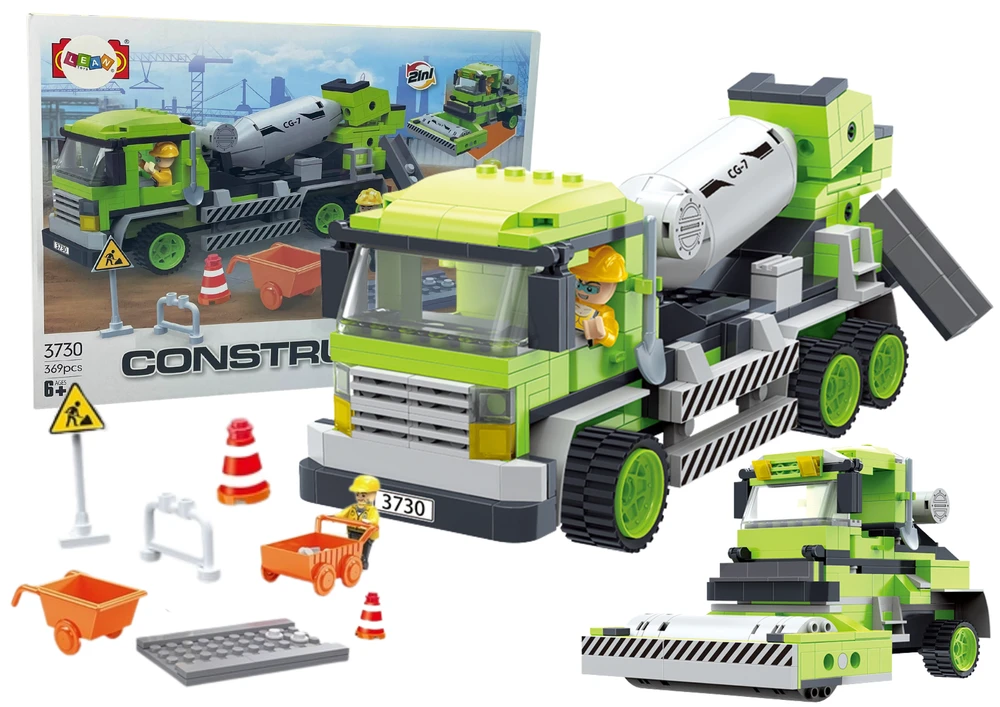 Lean Toys Statybinių mašinų konstruktorius, 369 detalės
