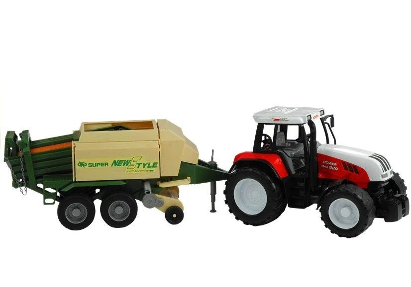 Lean Toys Didelis traktorius su priekaba Žemės ūkio mašina 65 cm