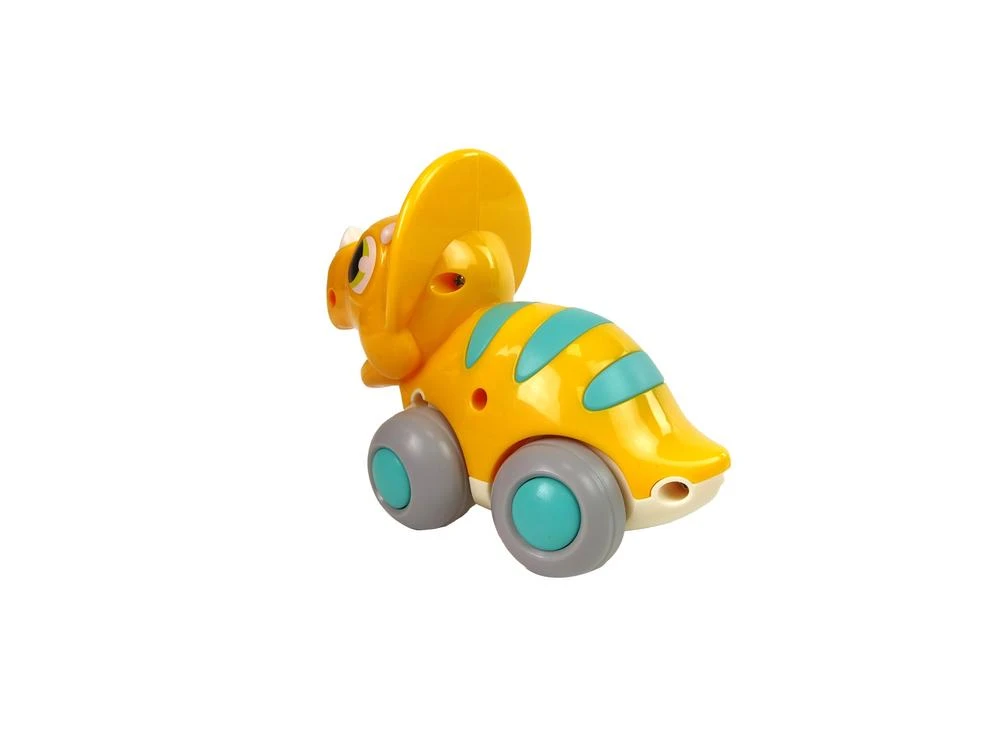 Lean Toys Žaislinis Geltonas Triceratopsas su Ratukais