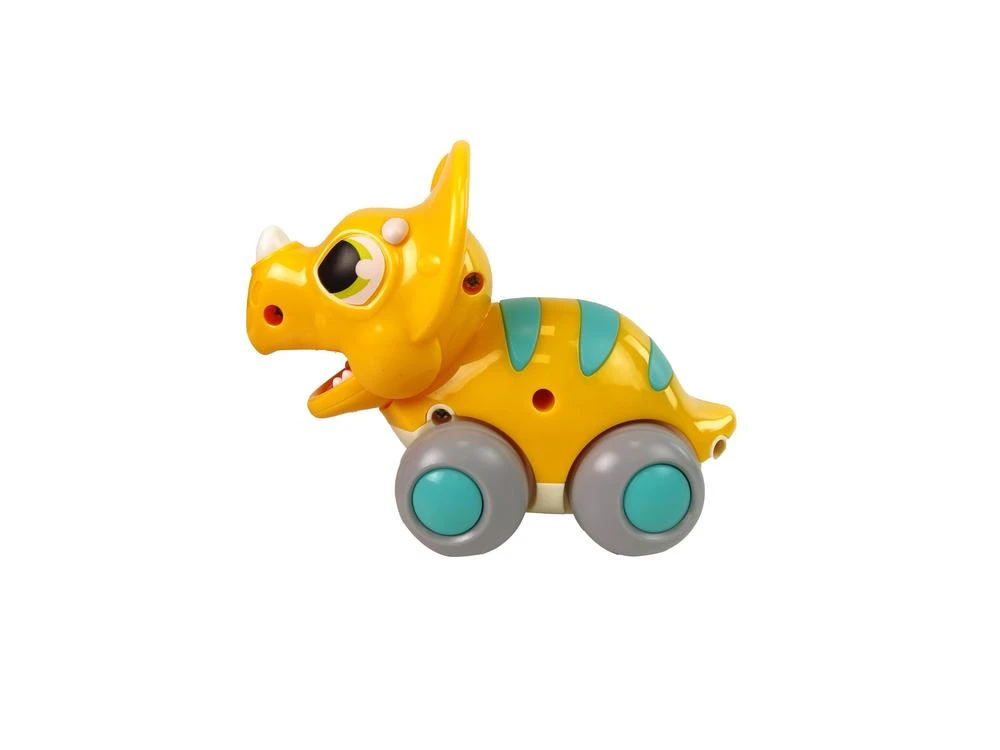 Lean Toys Žaislinis Geltonas Triceratopsas su Ratukais
