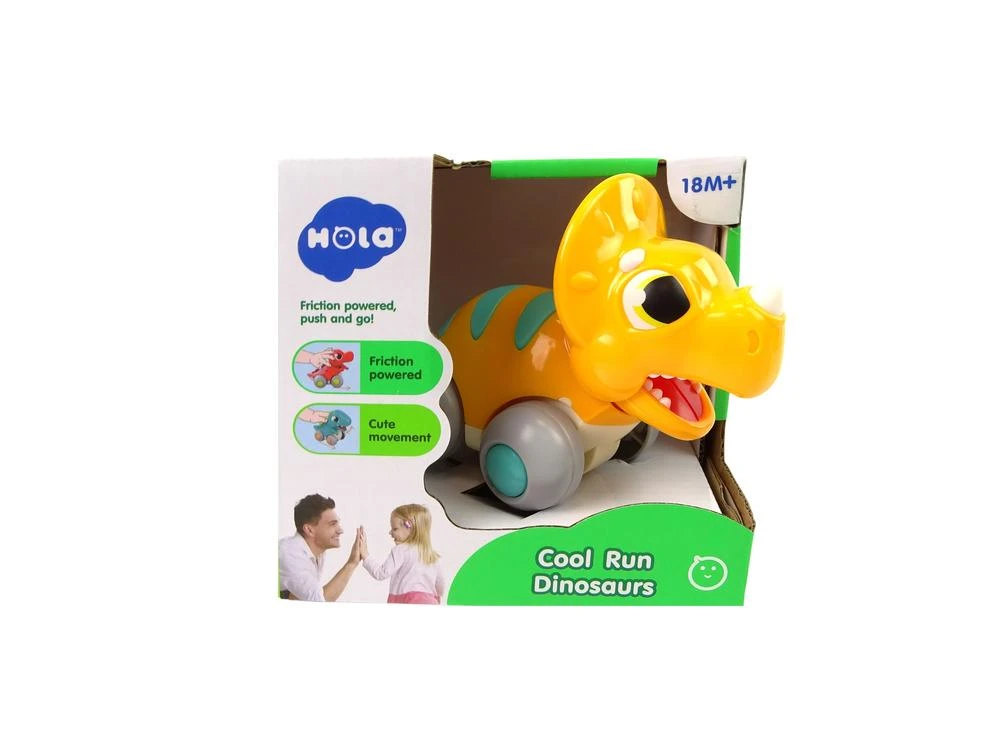 Lean Toys Žaislinis Geltonas Triceratopsas su Ratukais