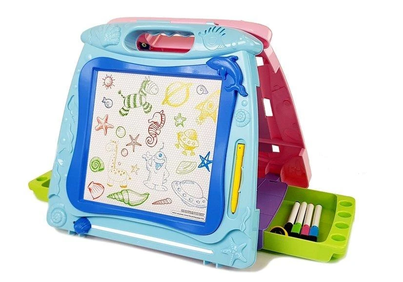 Lean Toys Dvipusė piešimo lenta su priedais LeanToys