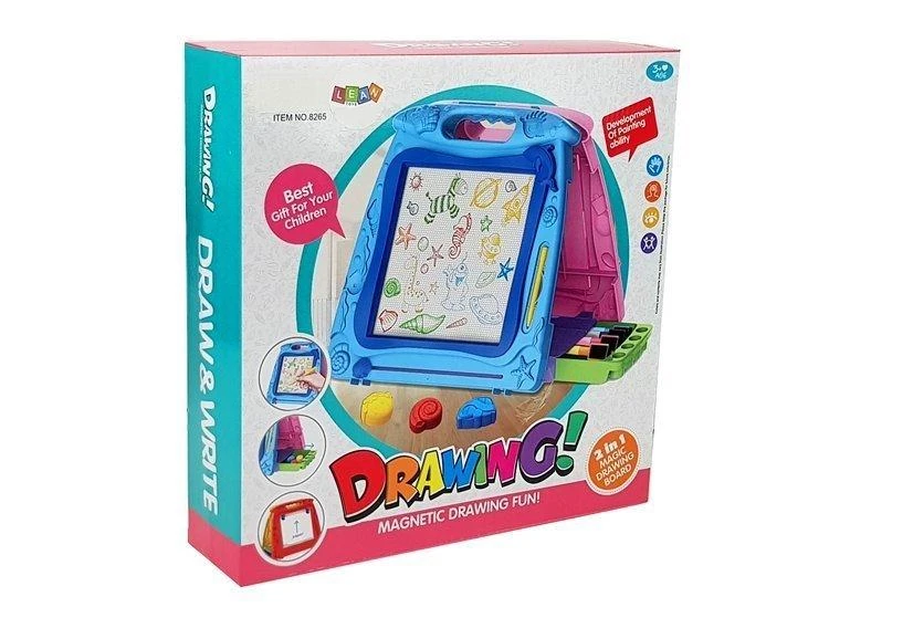 Lean Toys Dvipusė piešimo lenta su priedais LeanToys