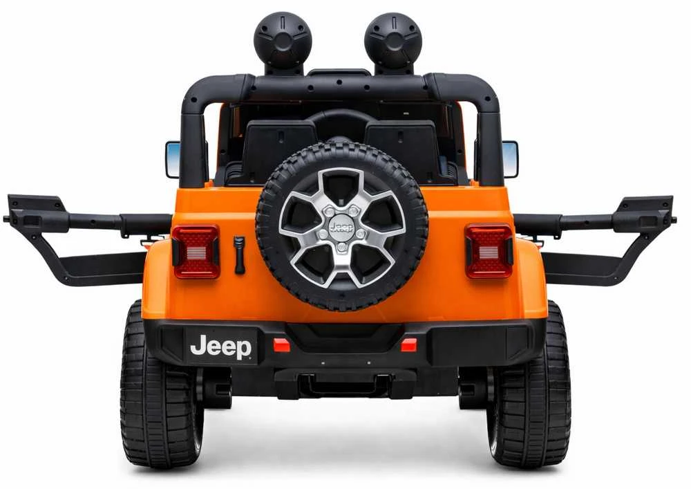 Lean Cars Dvivietis vaikiškas elektromobilis Jeep Rubicon 4x4, oranžinis
