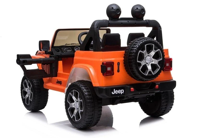 Lean Cars Dvivietis vaikiškas elektromobilis Jeep Rubicon 4x4, oranžinis