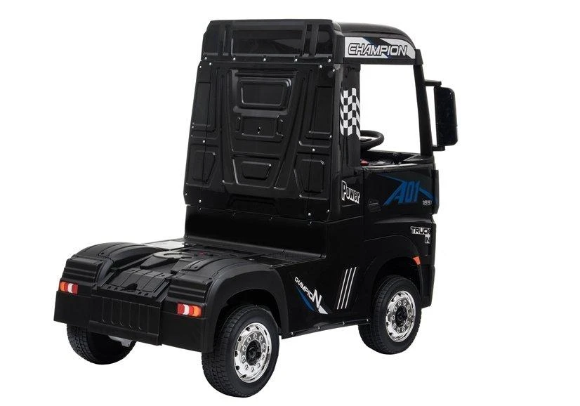 Lean Cars Vaikiškas elektromobilis sunkvežimis Mercedes Actros juodas lakuotas su MP4