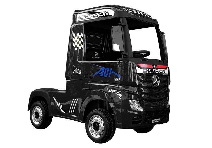 Lean Cars Vaikiškas elektromobilis sunkvežimis Mercedes Actros juodas lakuotas su MP4