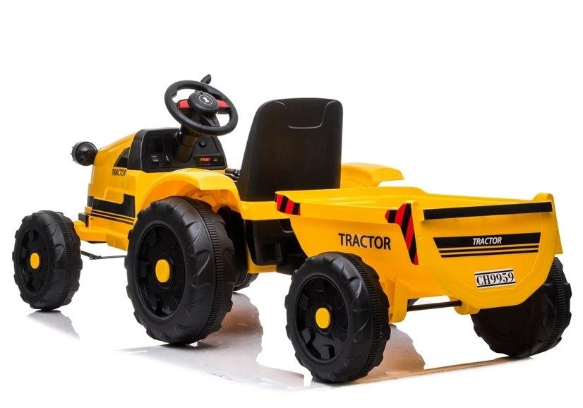 Lean Cars Elektromobilis traktorius su priekaba CH9959, geltonas
